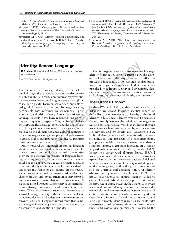 (PDF) Identity: Second Language