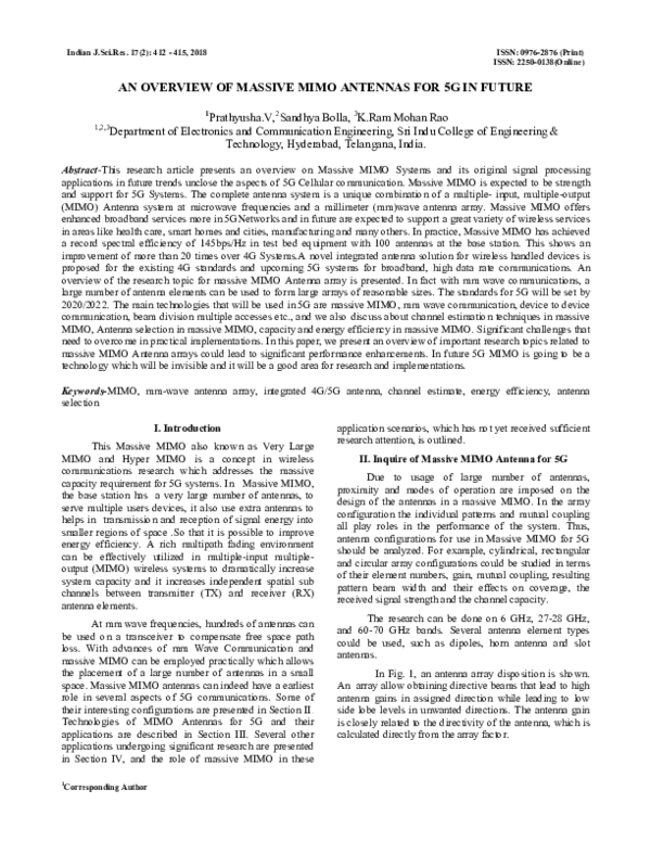 (PDF) An Overview of Massive Mimo Antennas for 5G in Future