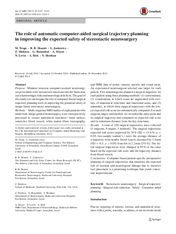 (PDF) The role of automatic computer-aided surgical trajectory planning ...