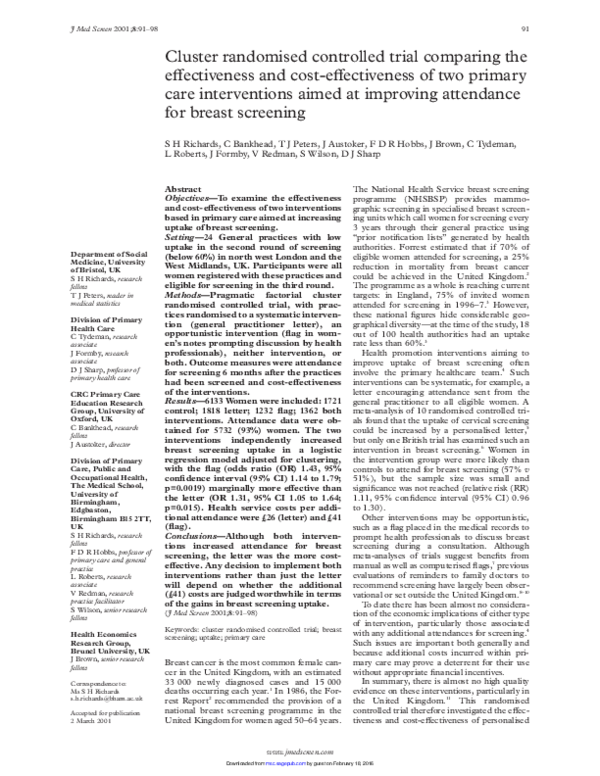 (PDF) Cluster randomised controlled trial comparing the effectiveness ...