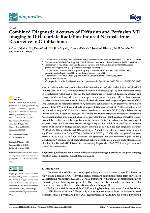 (PDF) Combined Diagnostic Accuracy of Diffusion and Perfusion MR ...