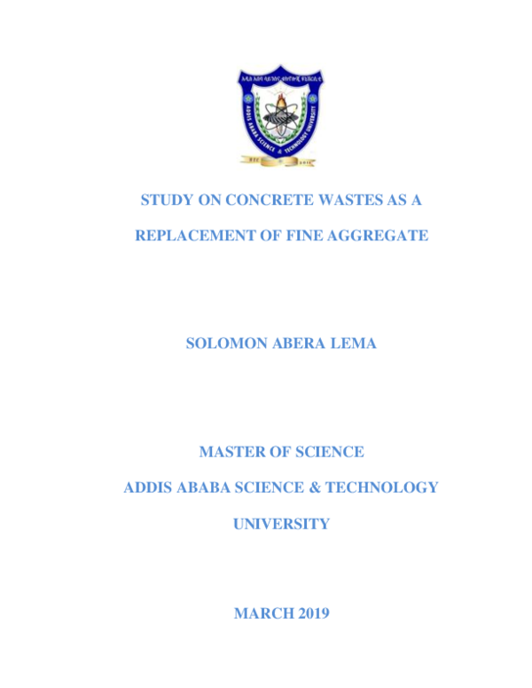 (PDF) Study on Concrete Wastes as a Replacement of Fine Aggregate