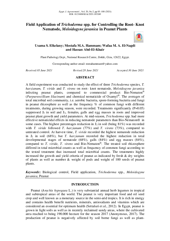 (PDF) Field Application of Trichoderma spp. for Controlling the Root ...