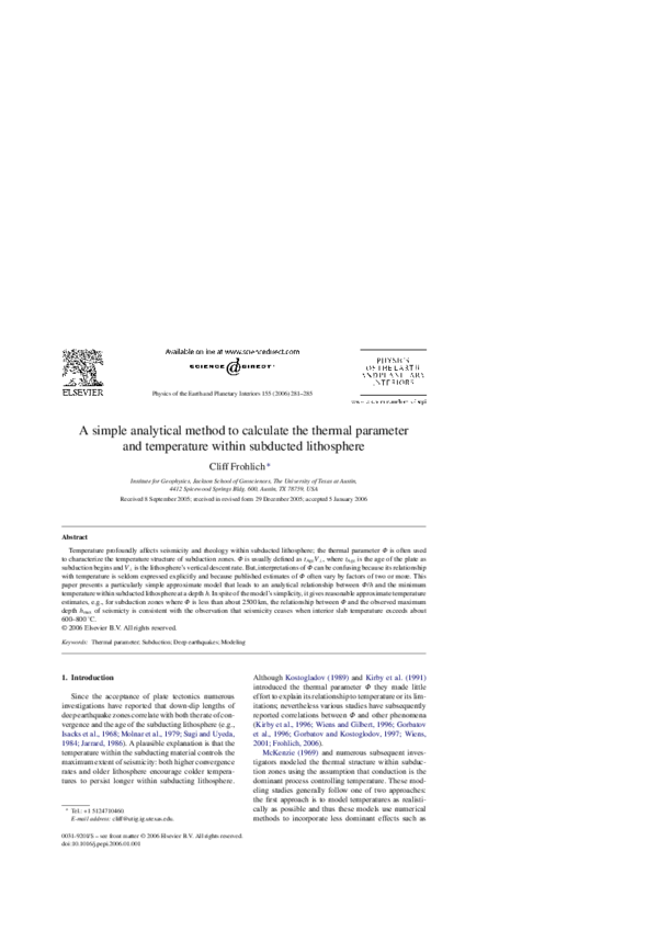 (PDF) A simple analytical method to calculate the thermal parameter and ...