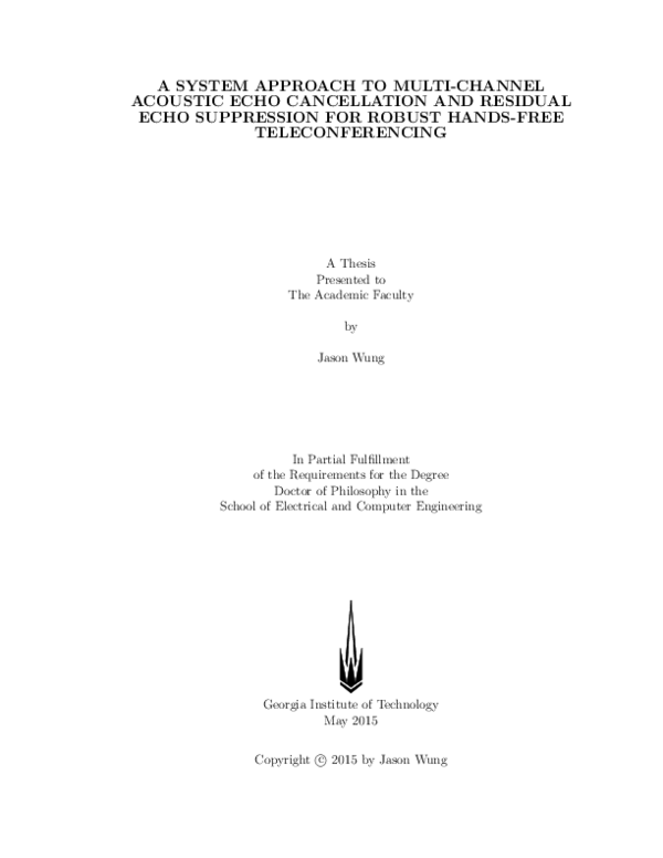 (PDF) A system approach to multi-channel acoustic echo cancellation and ...
