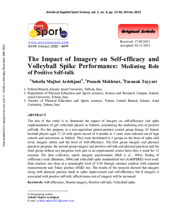 (PDF) The Impact of Imagery on Self-efficacy and Volleyball Spike ...