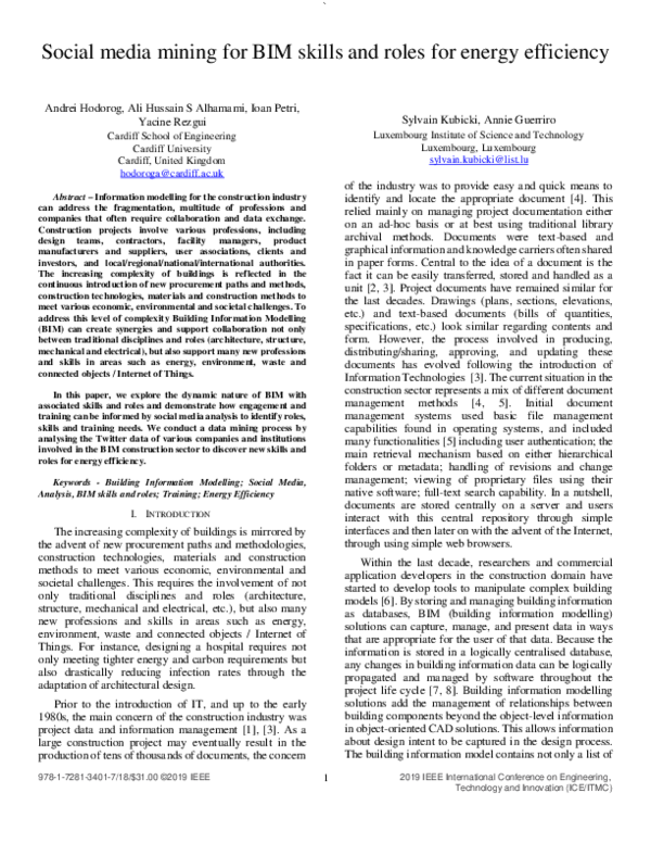 (PDF) Social media mining for BIM skills and roles for energy efficiency