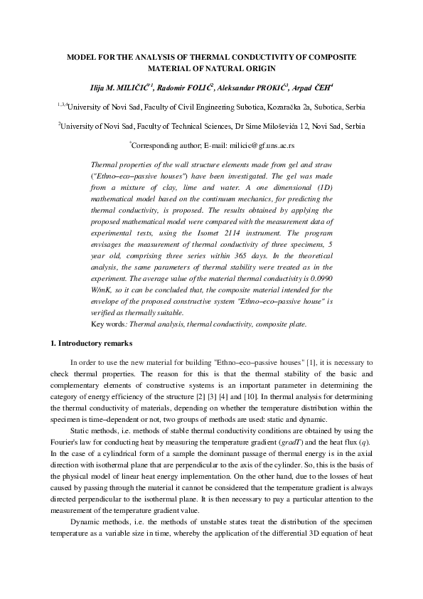 (PDF) Model for the analysis of thermal conductivity of composite ...