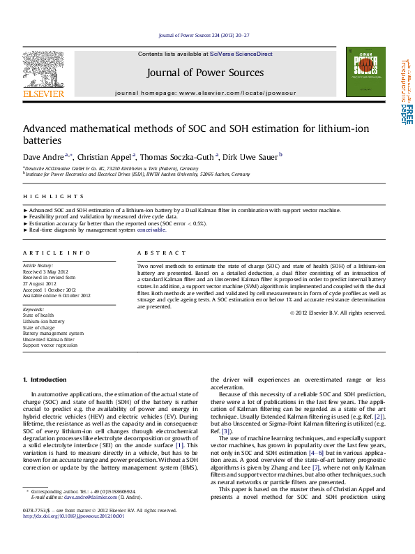 (PDF) Advanced mathematical methods of SOC and SOH estimation for ...