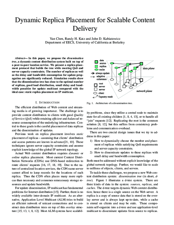 (PDF) Dynamic replica placement for scalable content delivery