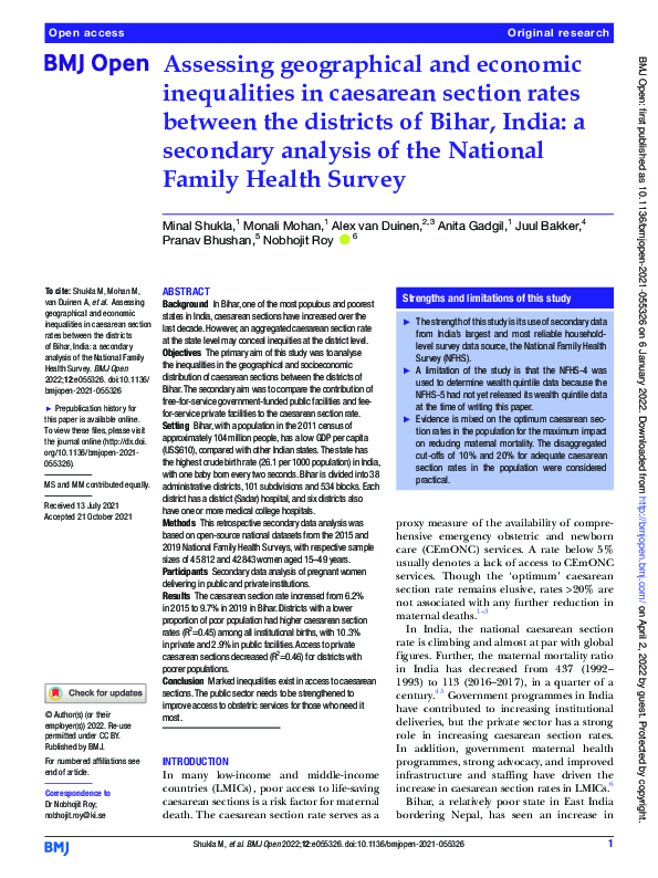 (PDF) Assessing geographical and economic inequalities in caesarean ...
