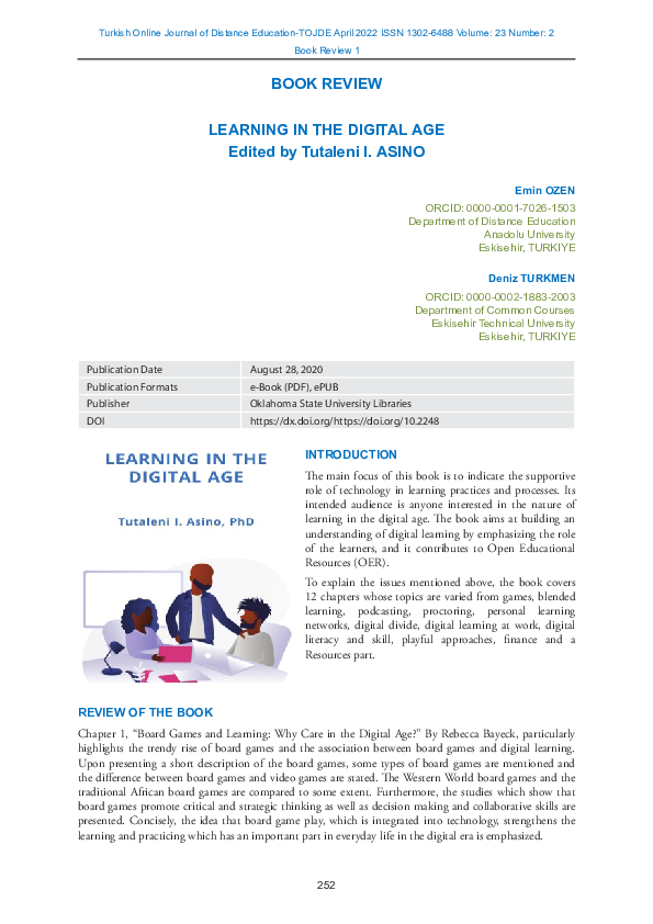 (PDF) LEARNING IN THE DIGITAL AGE Edited by Tutaleni I. ASINO