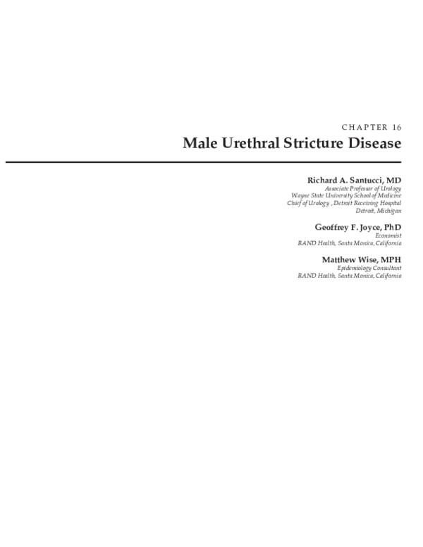 (PDF) Male Urethral Stricture Disease