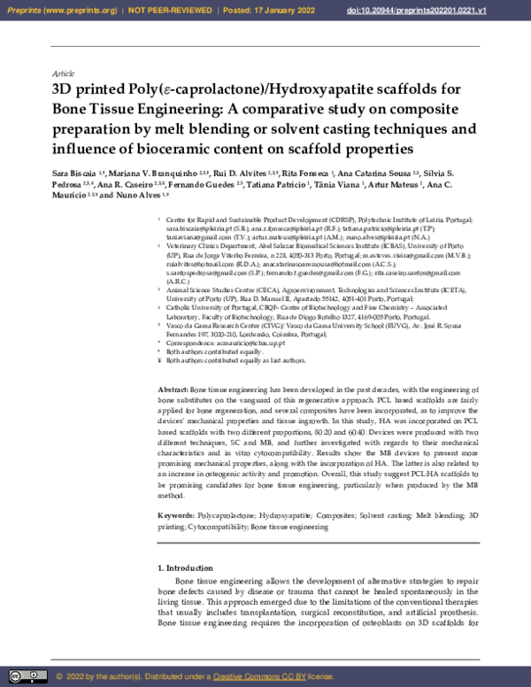 (PDF) 3D Printed Poly(?-Caprolactone)/Hydroxyapatite Scaffolds for Bone ...