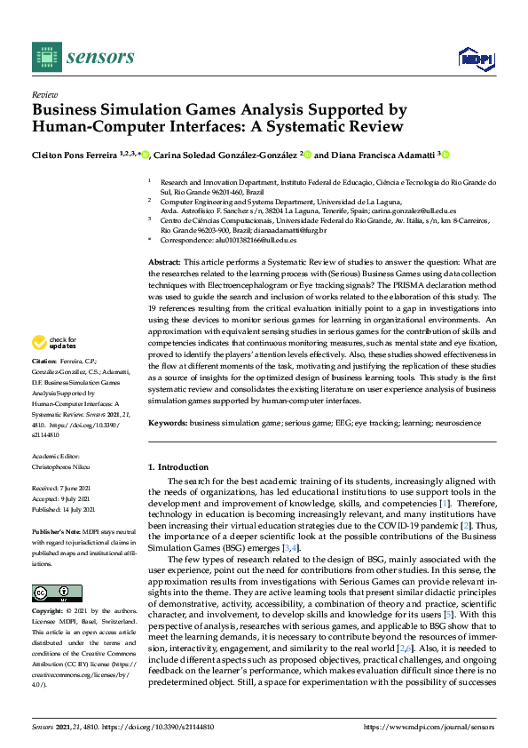 (PDF) Business Simulation Games Analysis Supported by Human-Computer ...