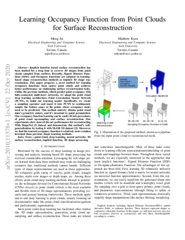 (PDF) Learning Occupancy Function from Point Clouds for Surface ...