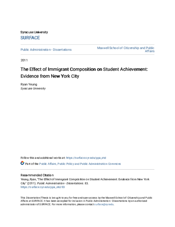 (PDF) The Effect of Immigrant Composition on Student Achievement ...