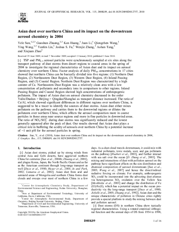 (PDF) Asian dust over northern China and its impact on the downstream ...