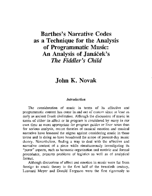 (PDF) Barthes's Narrative Codes as a Technique for the Analysis of ...