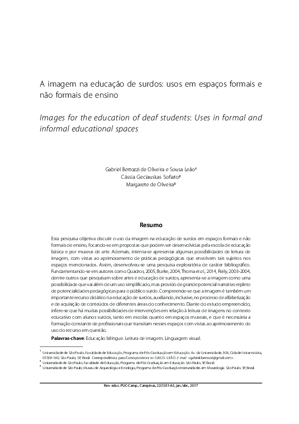 (PDF) A imagem na educação de surdos usos em espaços formais e não formais de ensino