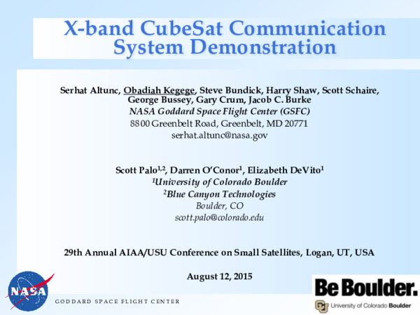 (PDF) X-Band CubeSat Communication System Demonstration