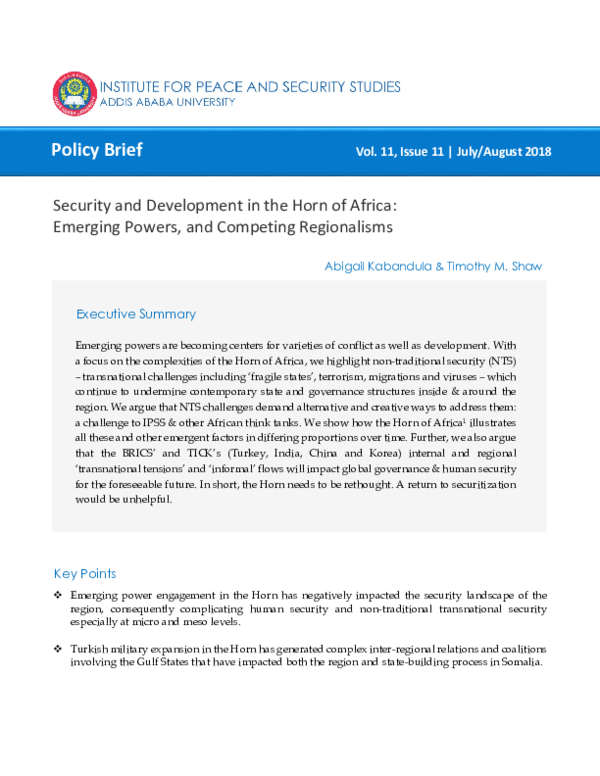 (PDF) Security and Development in the Horn of Africa: Emerging Powers ...