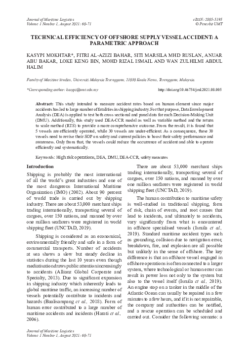 PDF Technical Efficiency Of Offshore Supply Vessel Accident A 