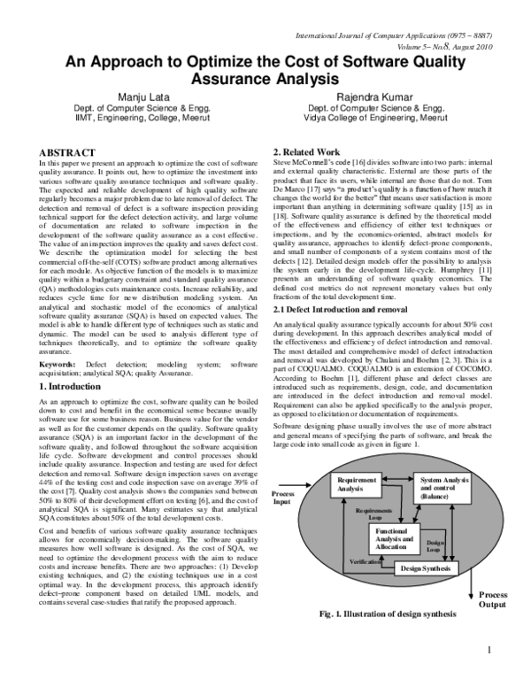 (PDF) An Approach to Optimize the Cost of Software Quality Assurance ...