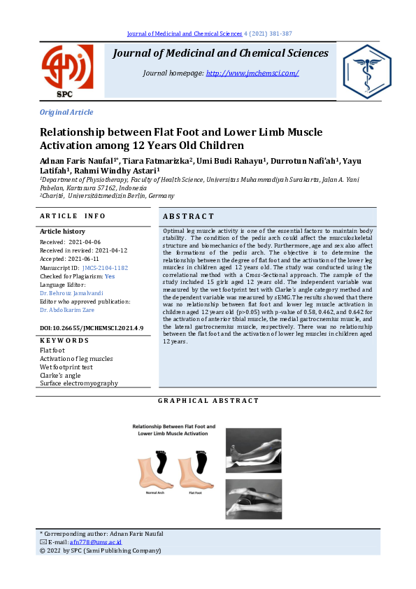 (PDF) Relationship between Flat Foot and Lower Limb Muscle Activation ...