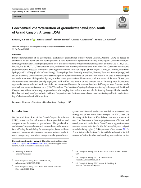 (PDF) Geochemical characterization of groundwater from shallow aquifer ...