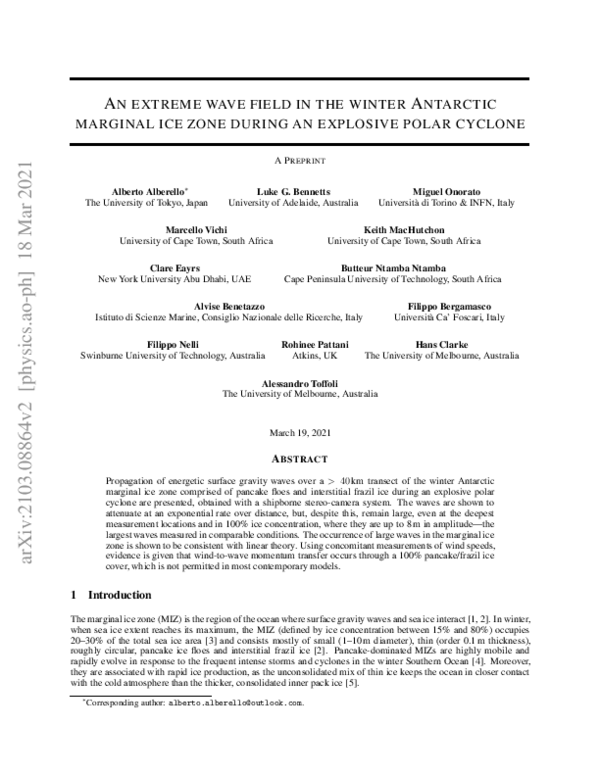 (PDF) An extreme wave field in the winter Antarctic marginal ice zone ...