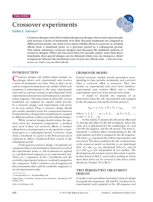 (PDF) Crossover experiments Dallas Johnson Academia.edu