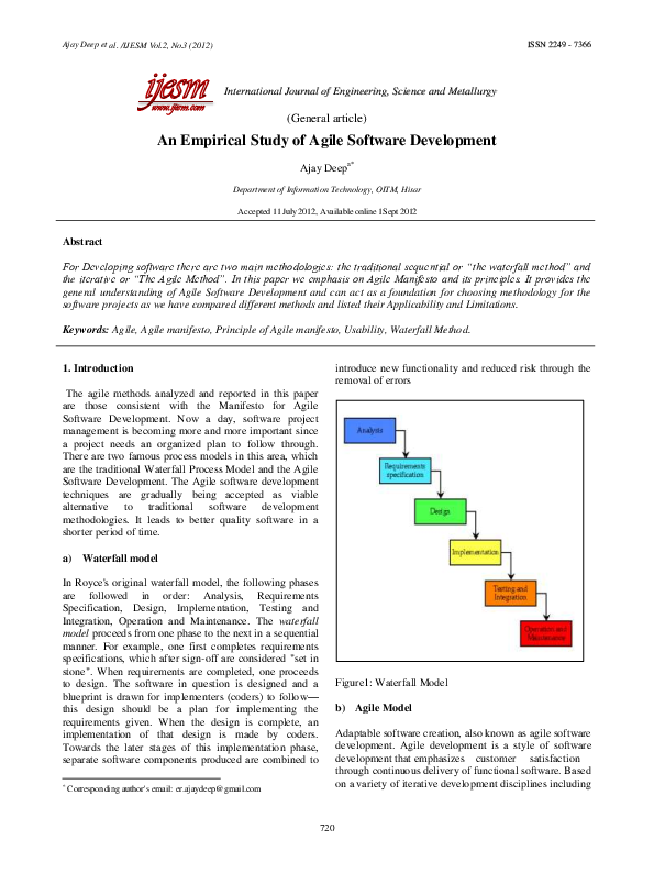 (PDF) An Empirical Study of Agile Software Development