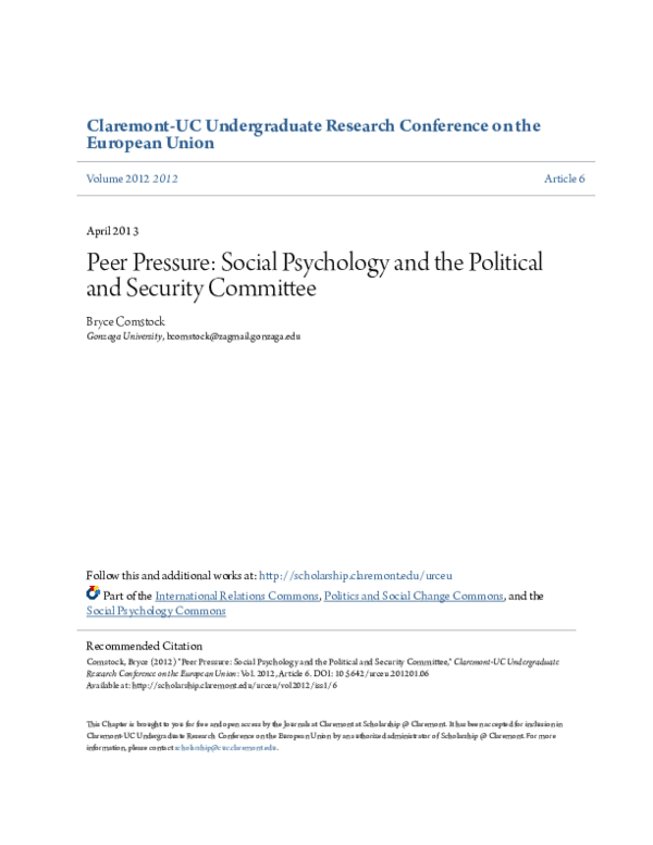 (PDF) Peer Pressure: Social Psychology and the Political and Security ...