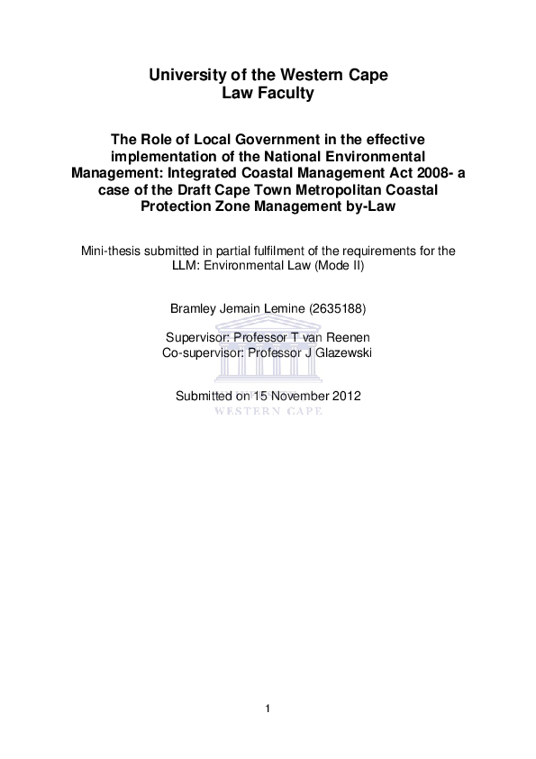 (PDF) The role of local government in the effective implementation of ...
