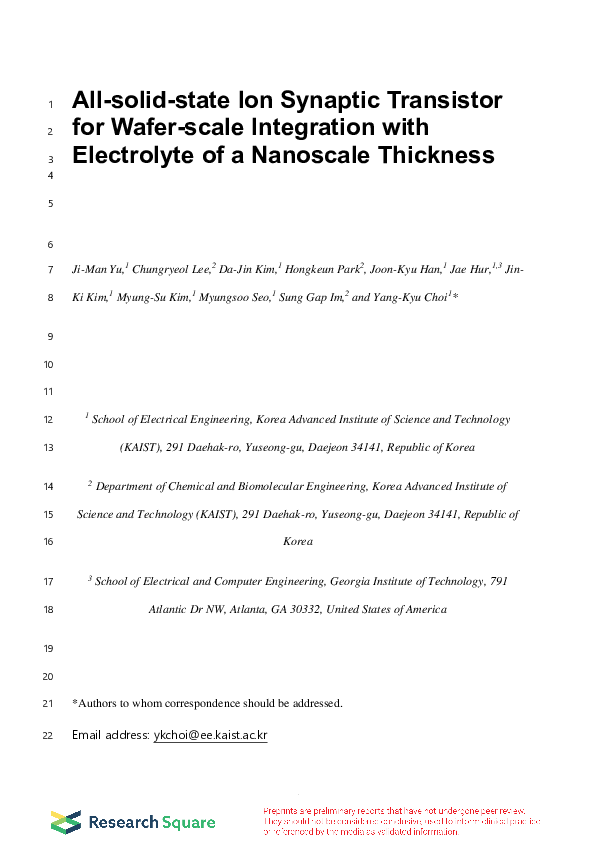 (PDF) All-solid-state Ion Synaptic Transistor for Wafer-scale ...