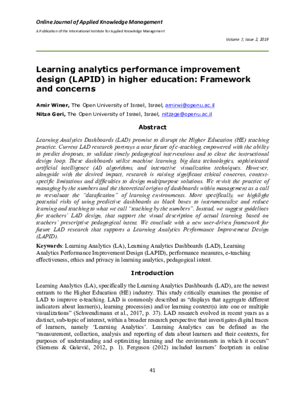 (PDF) Learning analytics performance improvement design (LAPID) in ...
