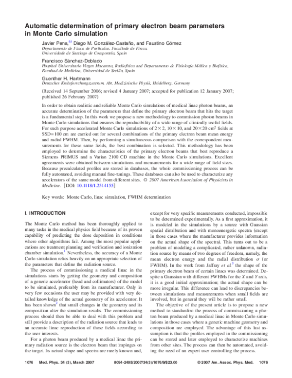 (PDF) Automatic determination of primary electron beam parameters in ...