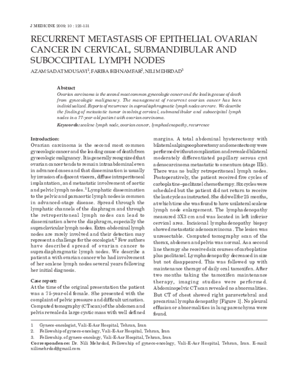 (PDF) Recurrent Metastasis of Epithelial Ovarian Cancer in Cervical ...