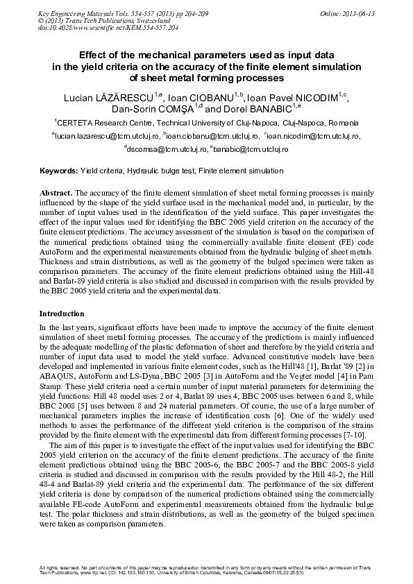 (PDF) Effect of the Mechanical Parameters Used as Input Data in the ...