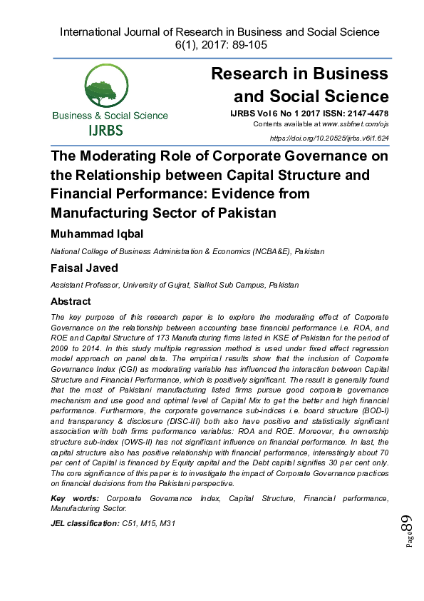 (PDF) The Moderating Role of Corporate Governance on the Relationship ...