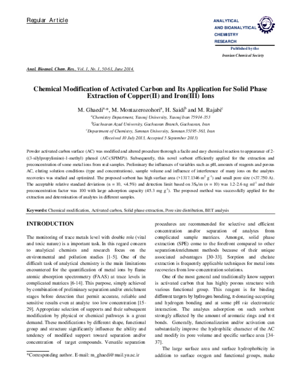 (PDF) Chemical Modification of Activated Carbon and Its Application for ...