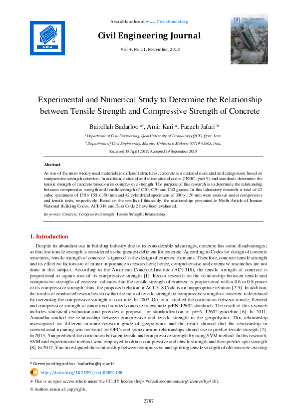 (PDF) Experimental And Numerical Study To Determine The Relationship ...