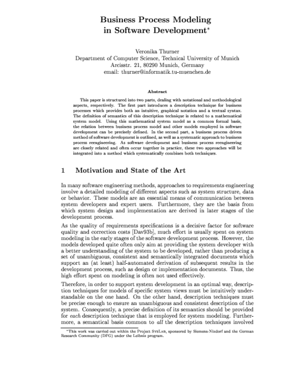 (PDF) Business Process Modeling in Software Development