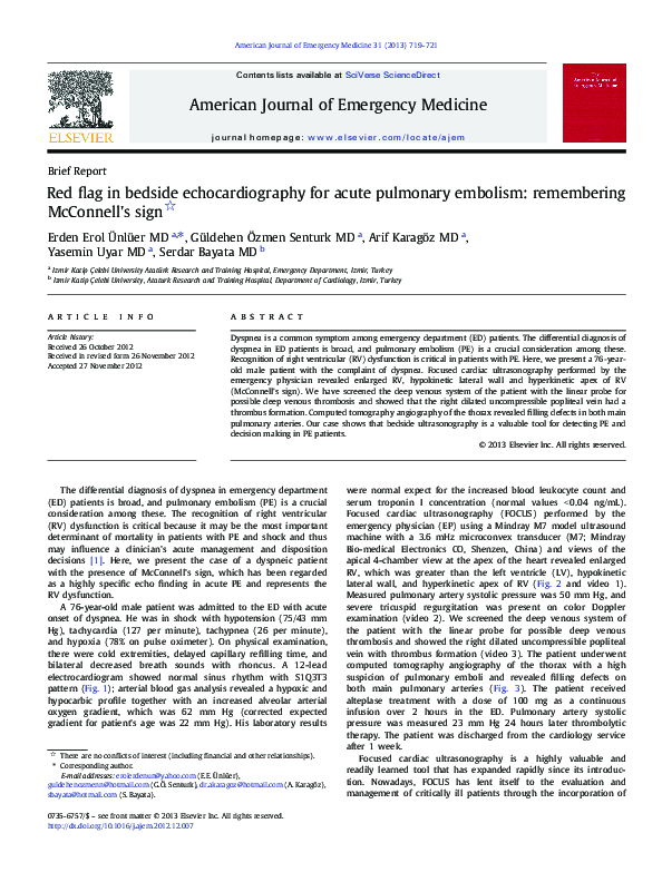 (PDF) Red flag in bedside echocardiography for acute pulmonary embolism