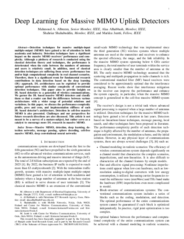 (PDF) Deep Learning for Massive MIMO Uplink Detectors