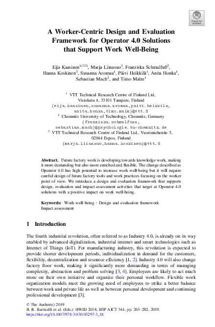 (PDF) A Worker-Centric Design and Evaluation Framework for Operator 4.0 ...