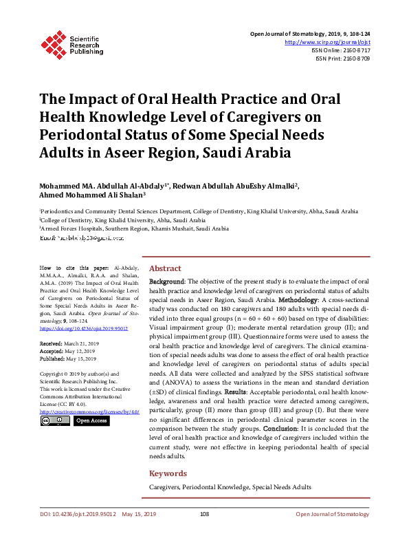 (PDF) The Impact of Oral Health Practice and Oral Health Knowledge ...