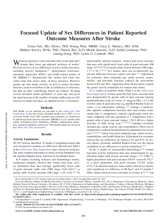 (PDF) Focused Update of Sex Differences in Patient Reported Outcome ...