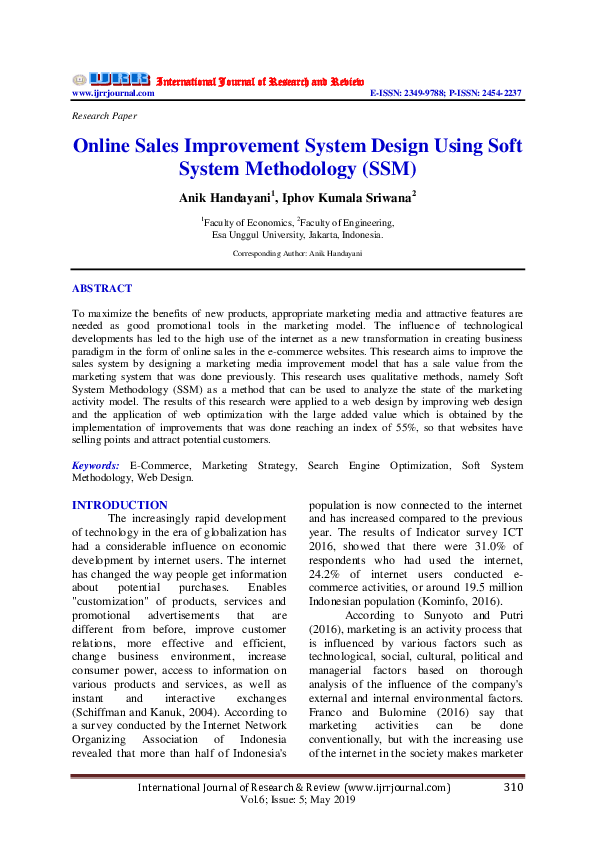 (PDF) Online Sales Improvement System Design Using Soft System ...